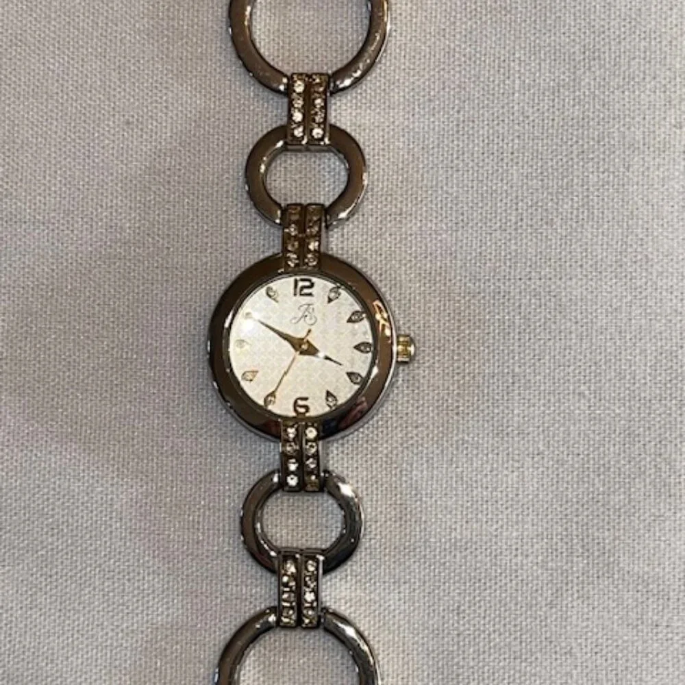 VINTAGE | Silver-Tone Bracelet Watch with Rhinestones-NEW Battery